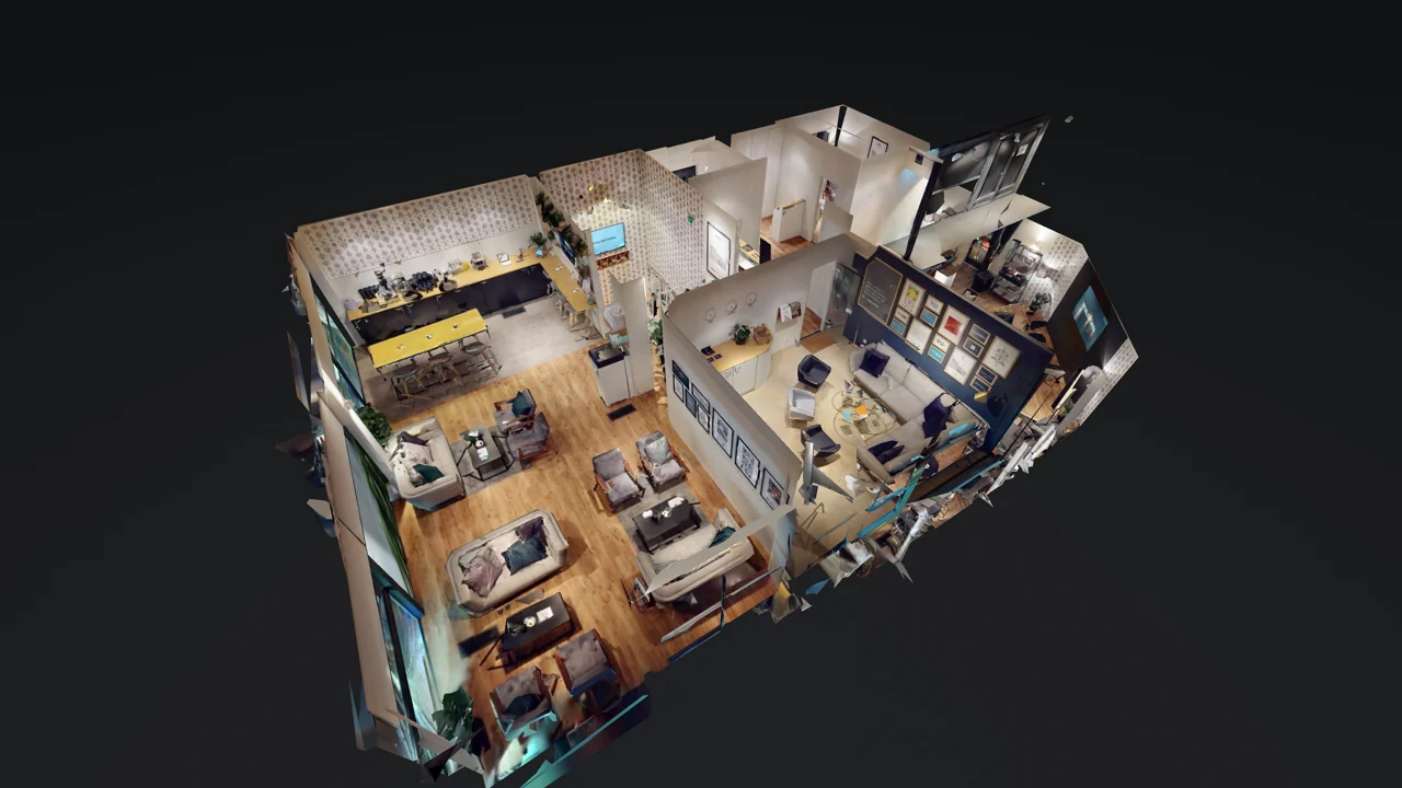 A Matterport dollhouse view showing the layout of a property