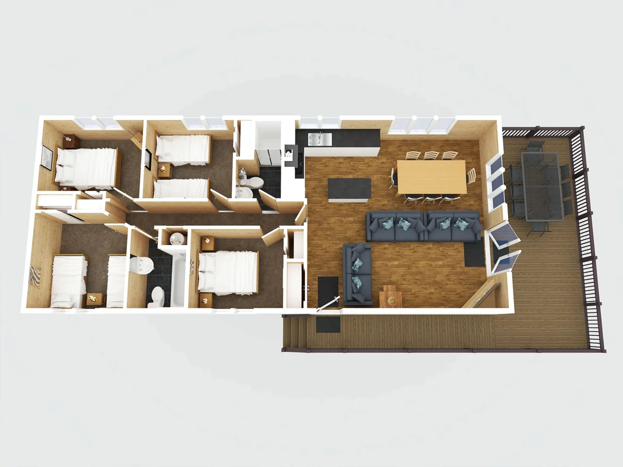 Furnished 3D floor plan example